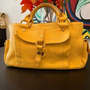 Auth. CELINE Yellow Leather Handbag